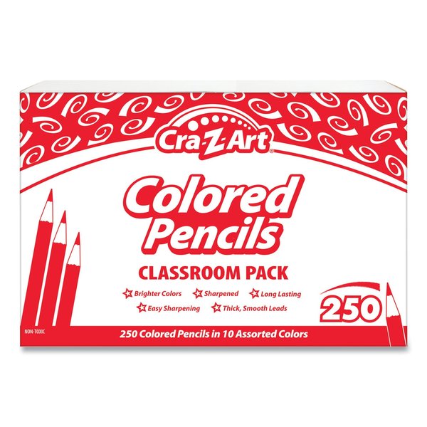 Cra-Z-Art Colored Pencils, 10 Assorted Lead/Barrel Colors, 250/Set 740011
